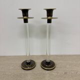 Lot de 2 bougeoirs en lucite Caravell, années 1970
