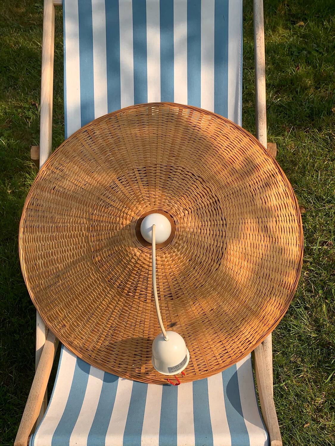 XXL vintage woven wicker pendant light