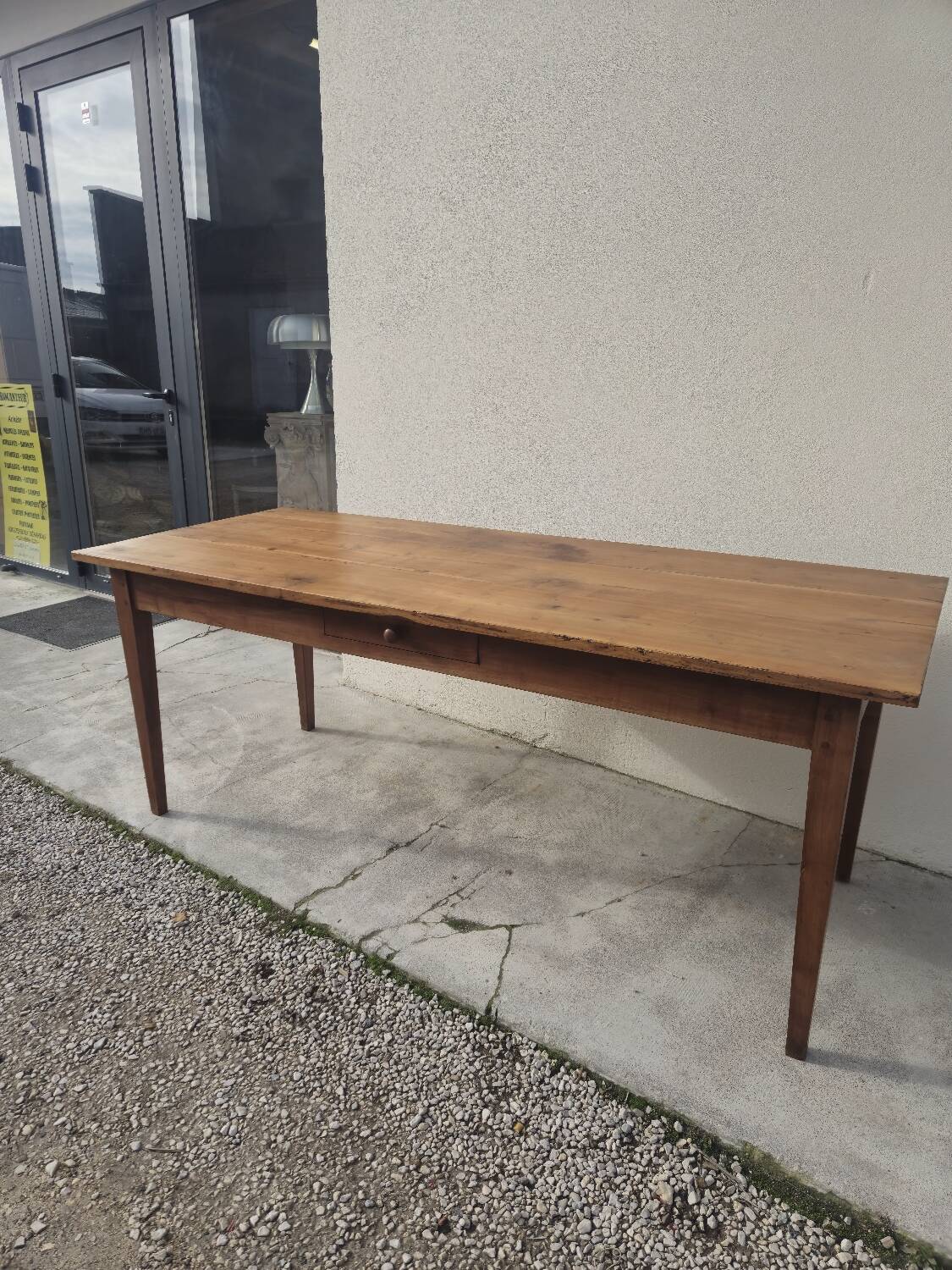 Rustic farmhouse table in solid cherry wood 19th century - 1m91.5