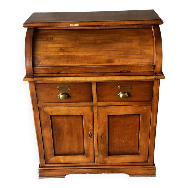 Secrétaire à rideau en merisier – Petit bureau de rangement, seconde m