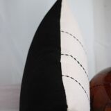Embroidered linen cushion