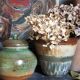 Vase bouquetière cache-pot sandstone enamelled with bouffioulx signed dubois