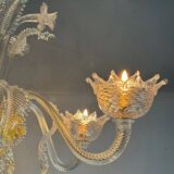 Murano Glass Venetian Chandelier, Colorless, Three Levels of Light