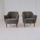 Samspel lounge chairs in sheepskin/mouton modernist mid-century by Carl Malmsten.