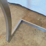 Console in brushed metal and 70s glass