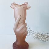 Art deco vase in pink frosted glass