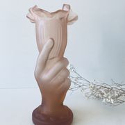 Vase Art deco en verre dépoli rose