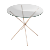 Guéridon mikado en laiton argenté et verre, années 1980