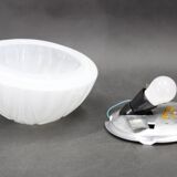 1970s Pair of Ceilink or Wall Lights in Milky Glass, Czechoslovakia