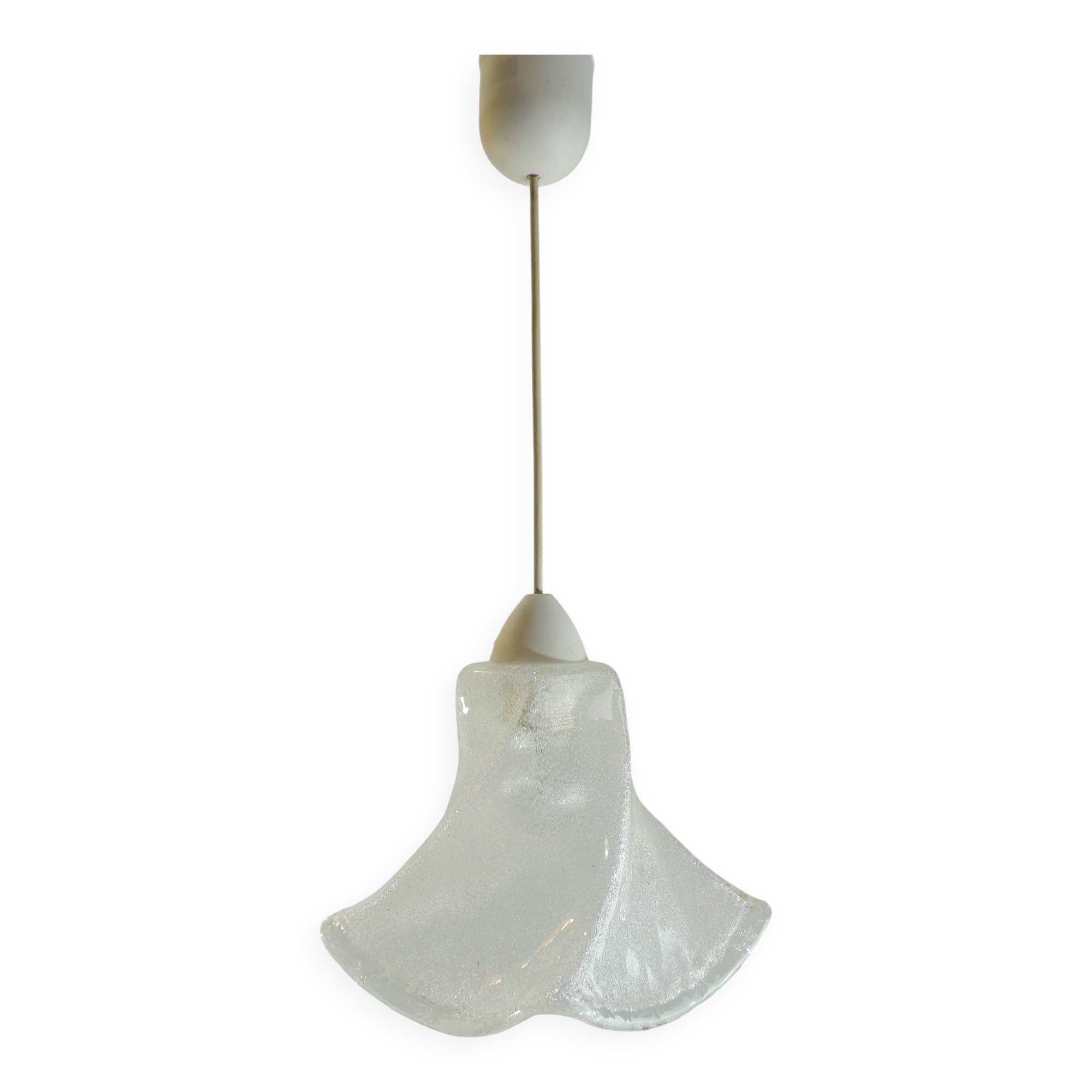 Suspension vintage en verre givré style fleur – Lampe plafonnier des années