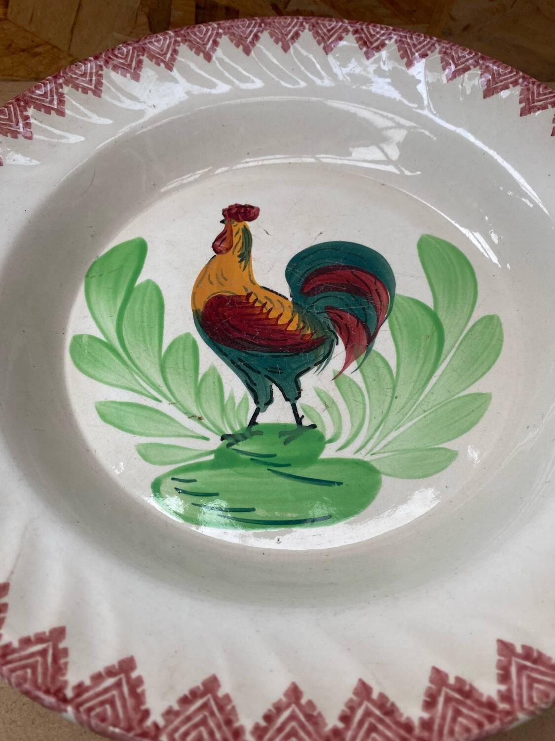 Old Choisy Leroi Ceramic Plate Rooster Decor