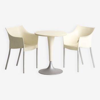 Kartell table and chairs, Dr. Na model, Designed by Philippe Starck.