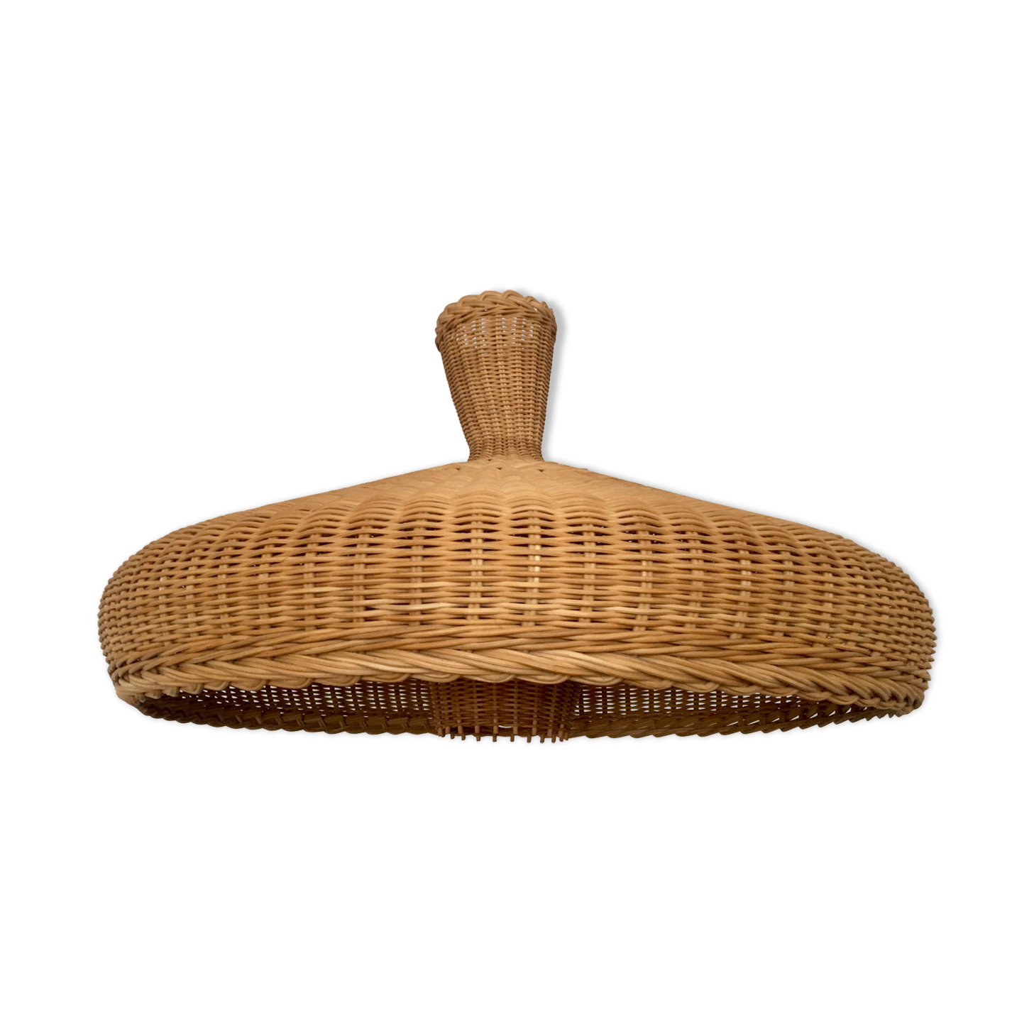 exceptional large Mid Century Modern wicker pendant lamp