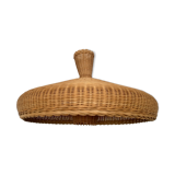 exceptional large Mid Century Modern wicker pendant lamp