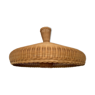 exceptional large Mid Century Modern wicker pendant lamp