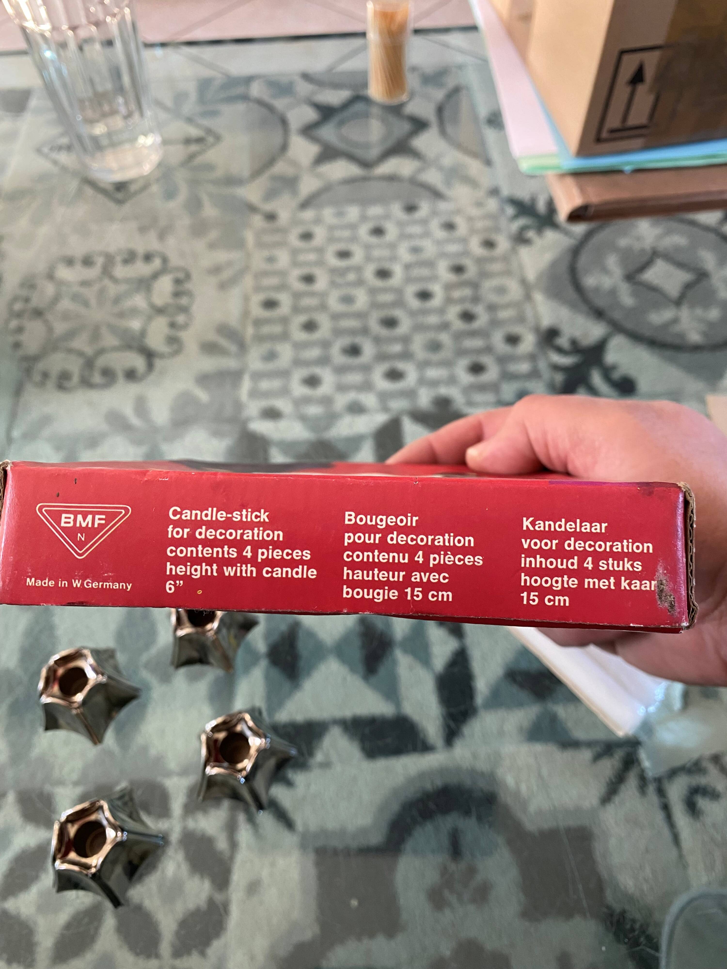 Set of 4 Minileuchter candlesticks BMF style Nagel vintage 1970