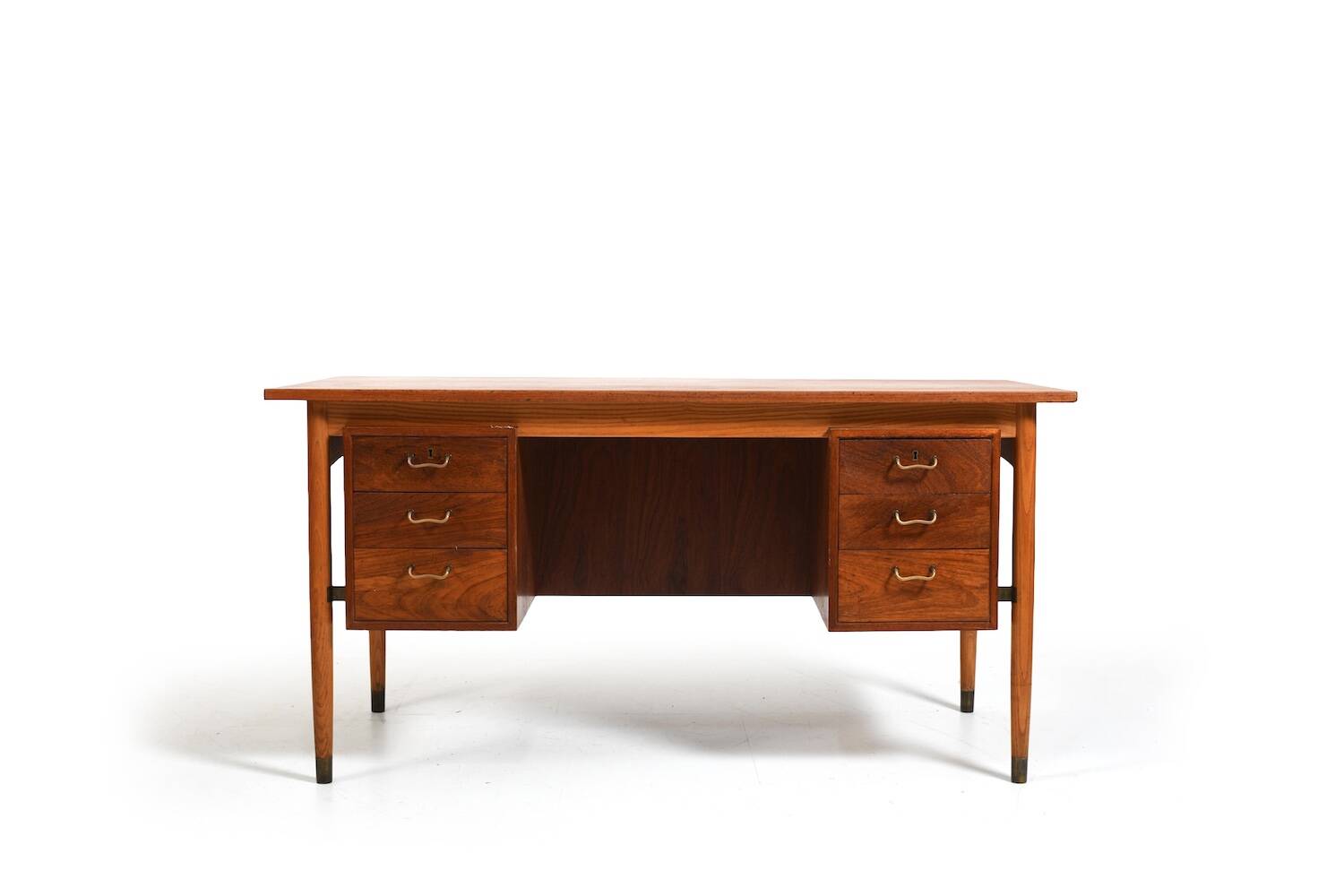 Bureau Danois Autonome avec Détails en Laiton Années 1950