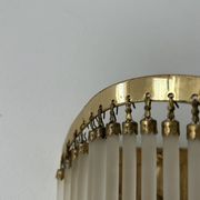 Pair of vintage wall lights, brass and glass pendants, Italy 1970.