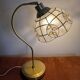 Swan neck lamp. Brass lampshade with mother-of-pearl leaf patterns.