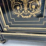 Napoleon III furniture has a black wooden door and brass marquetry 19th century