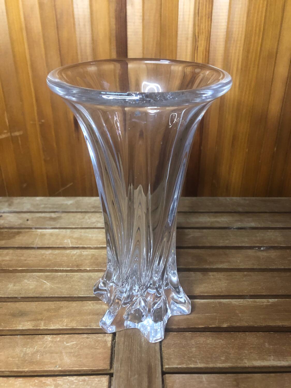 Old VANNES Crystal Vase Vintage Molded Glass #A410