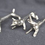 Silver metal knife holder set animals