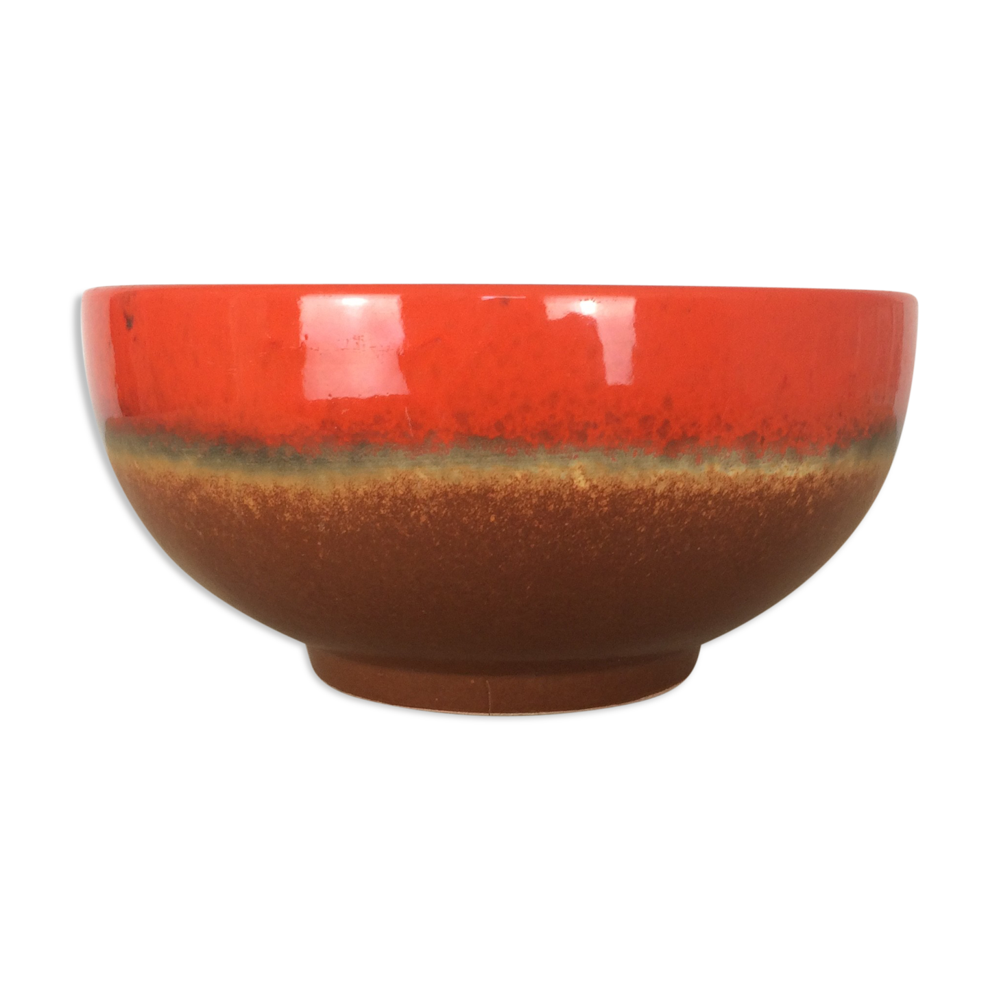 Orange and brown ceramic salad