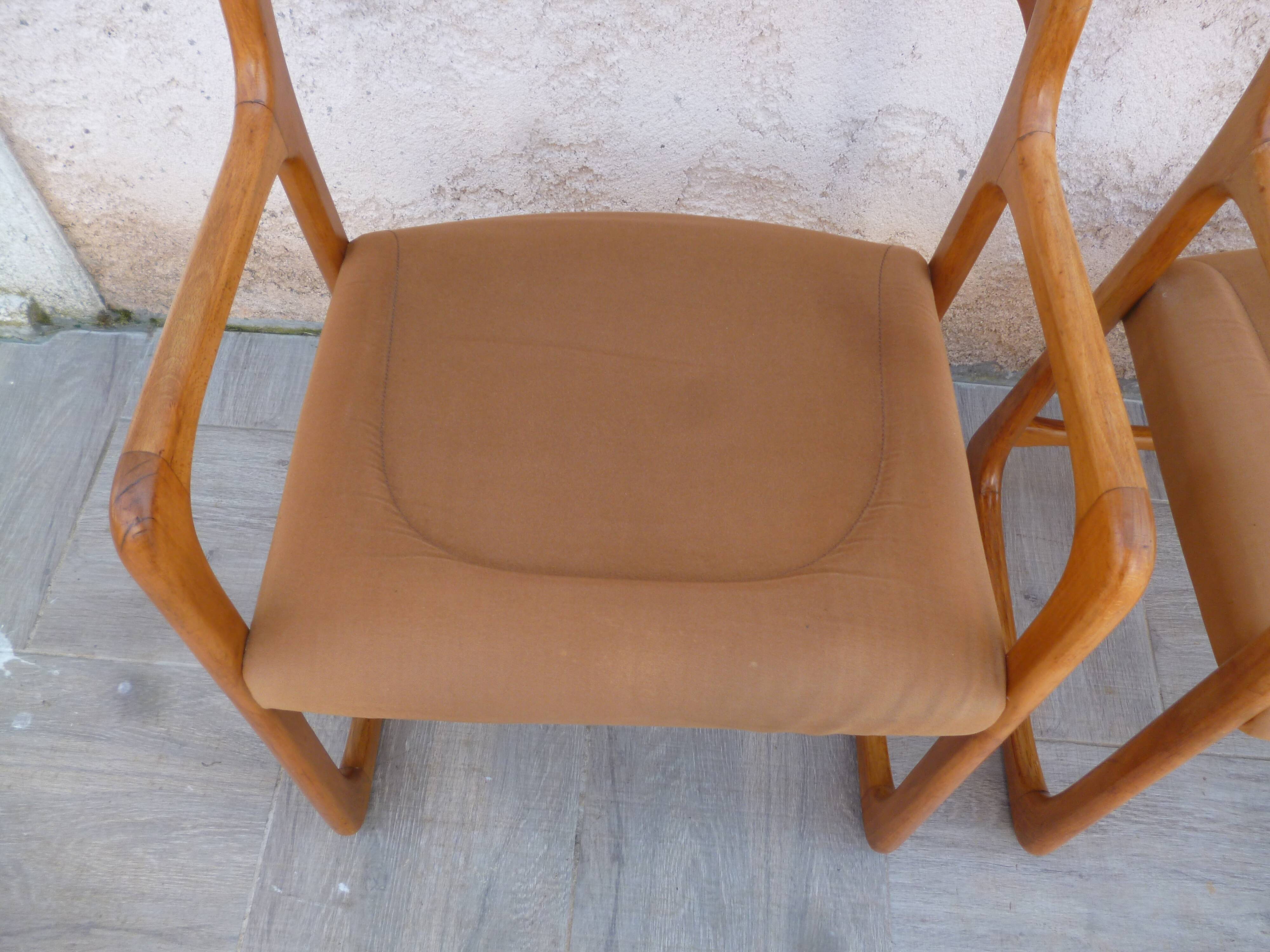 Pair of Baumann armchairs model sled