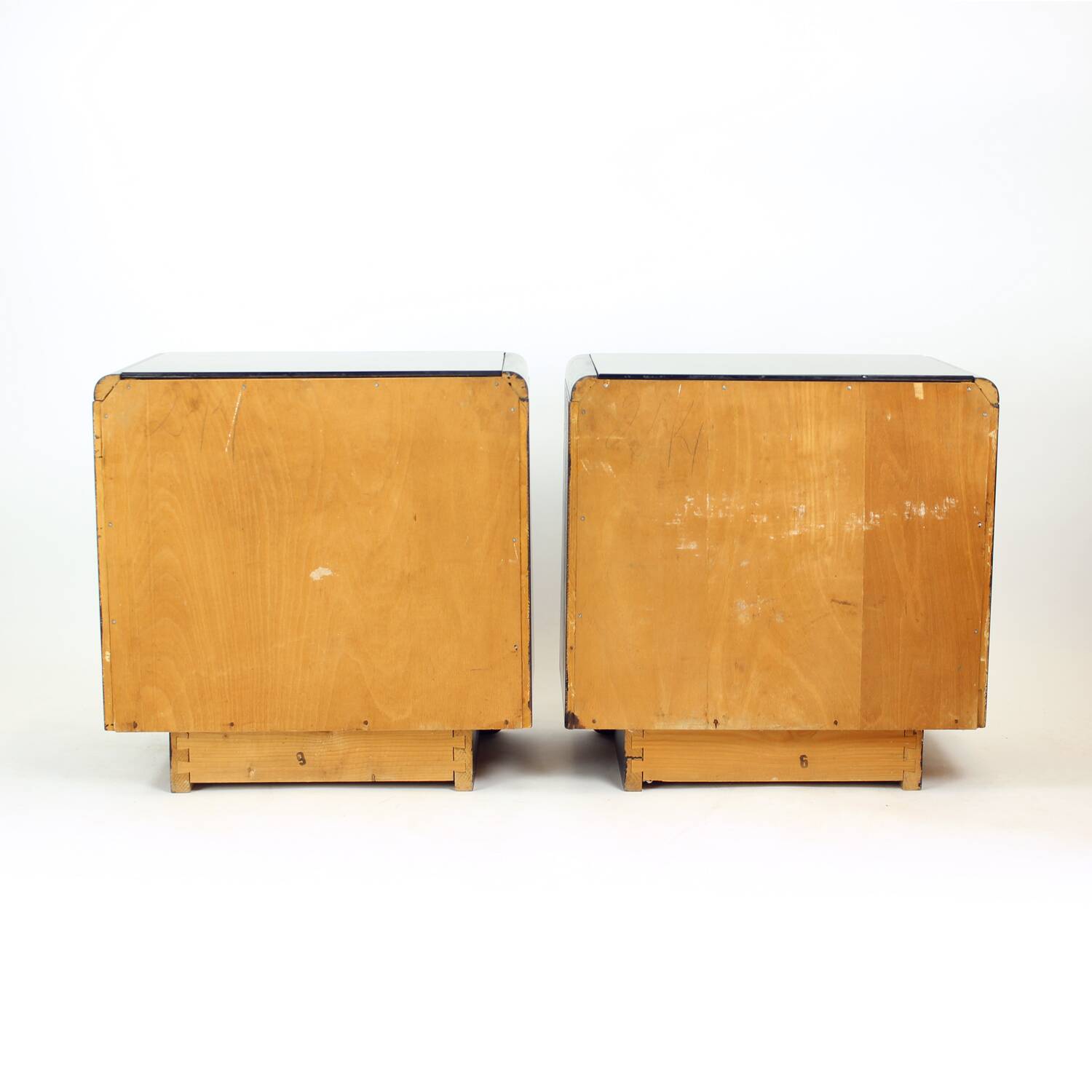 Mid Century Bedside Tables With Glass Tops, Czechoslovakia 1960s