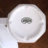 Set of 4 white porcelain cups from Apilco + saucers