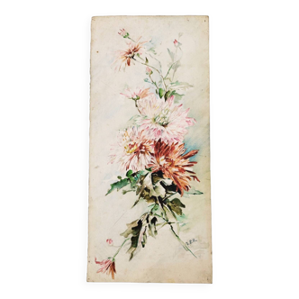 Watercolor bouquet of peonies signed vintage