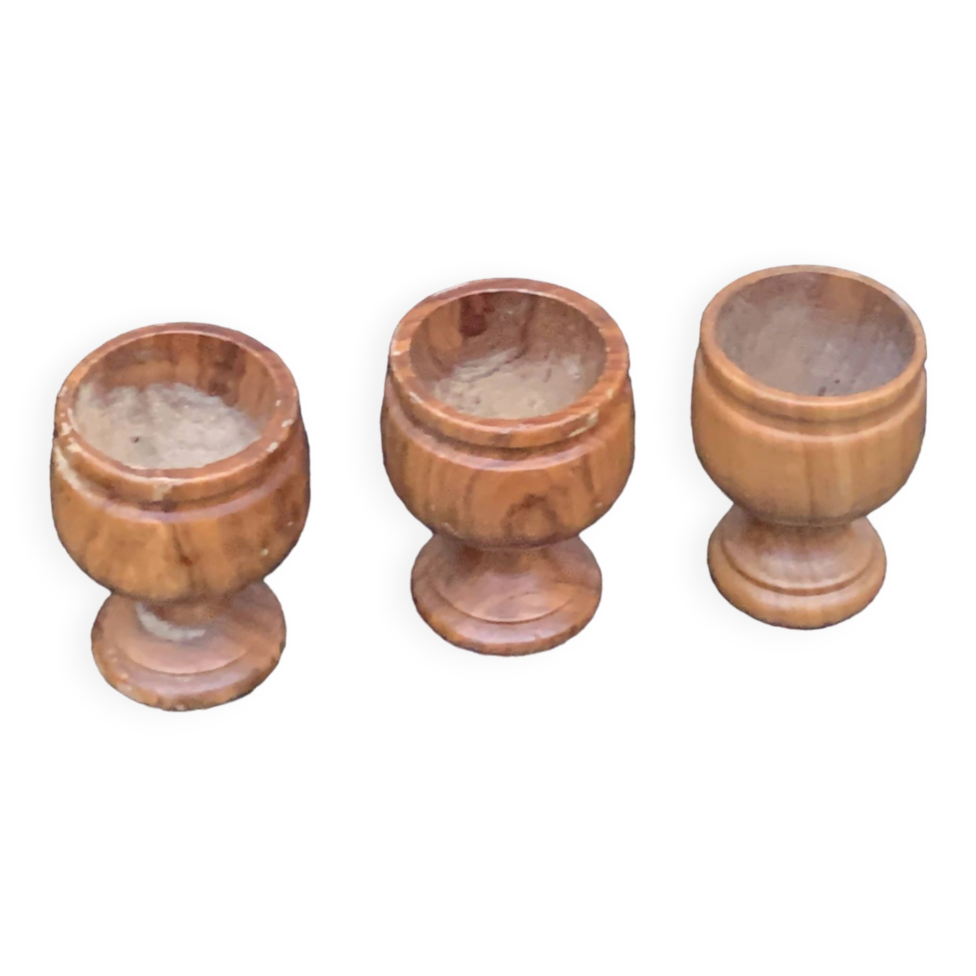 3 wooden egg cups, vintage