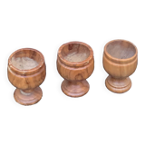 3 wooden egg cups, vintage