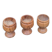 3 coquetiers en bois tourne, vintage