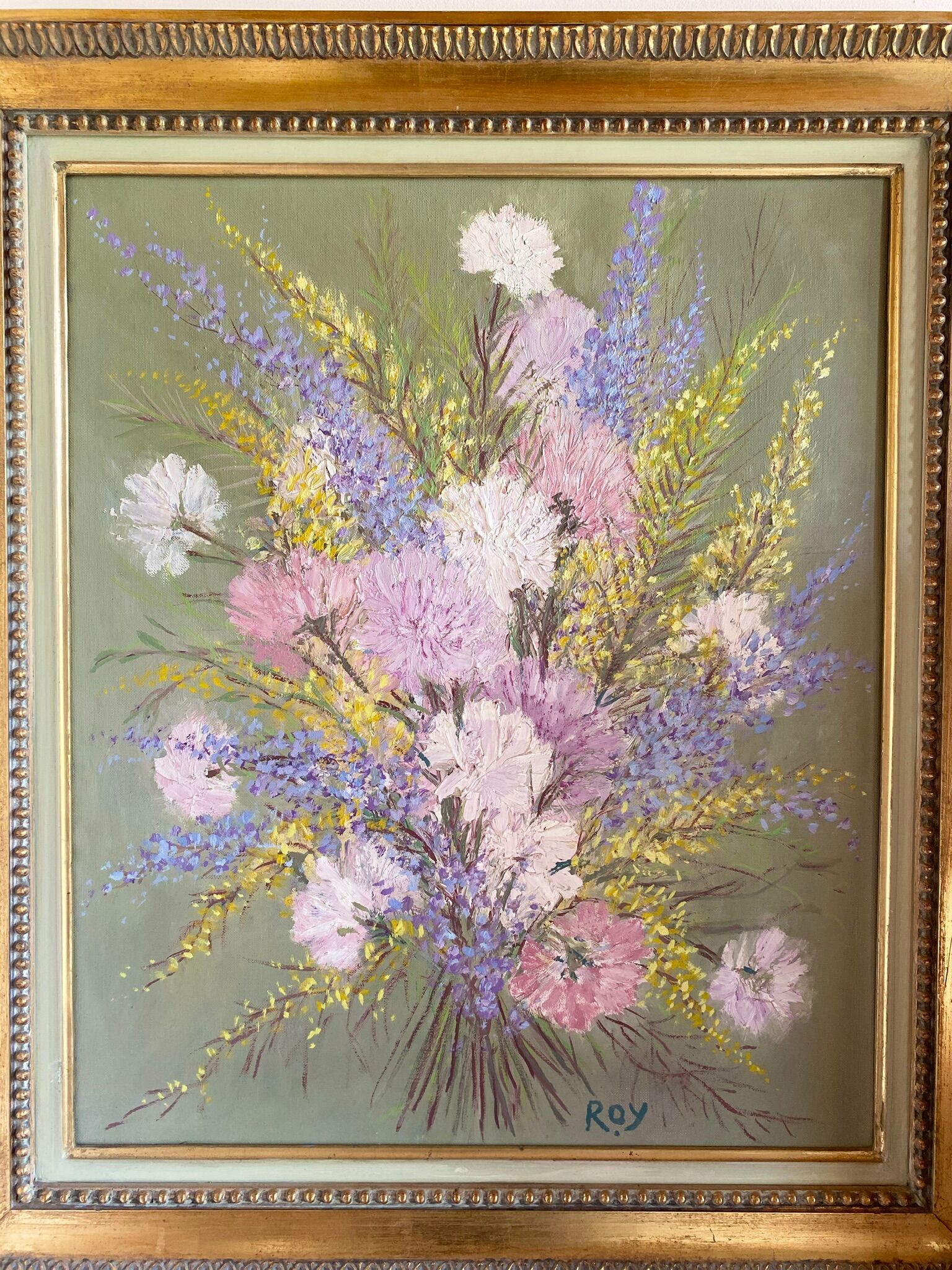 Ancient painting, still life with wildflowers 60/80s