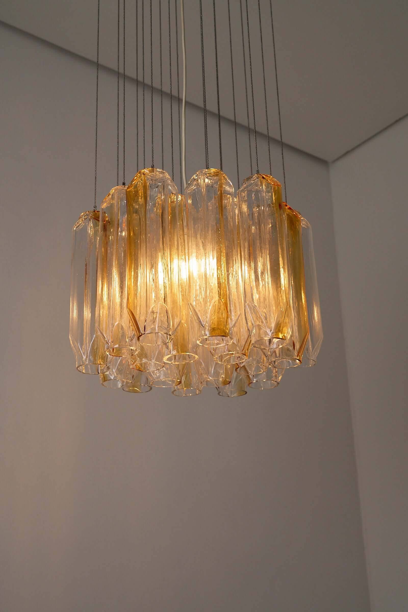 Suspension « Quadrifoglio » en verre de Murano par VeArt, années 1970