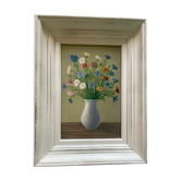 Tableau ancien bouquet de pâquerettes