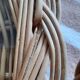 Vintage rattan and glass tray