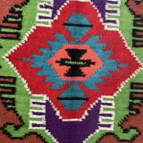 Moldavian runner rug with stylized flowers and geometric design