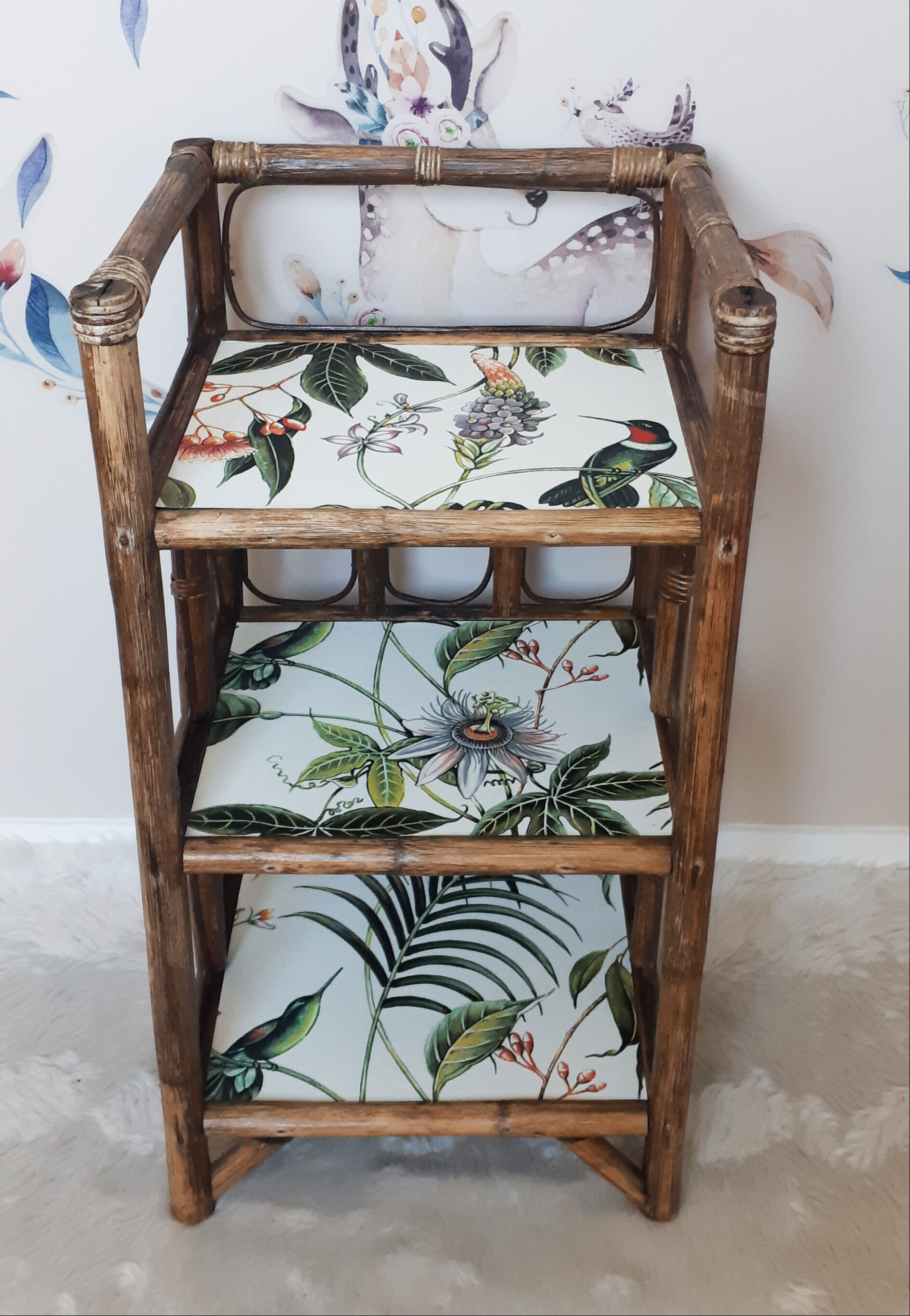 Restyled rattan shelf