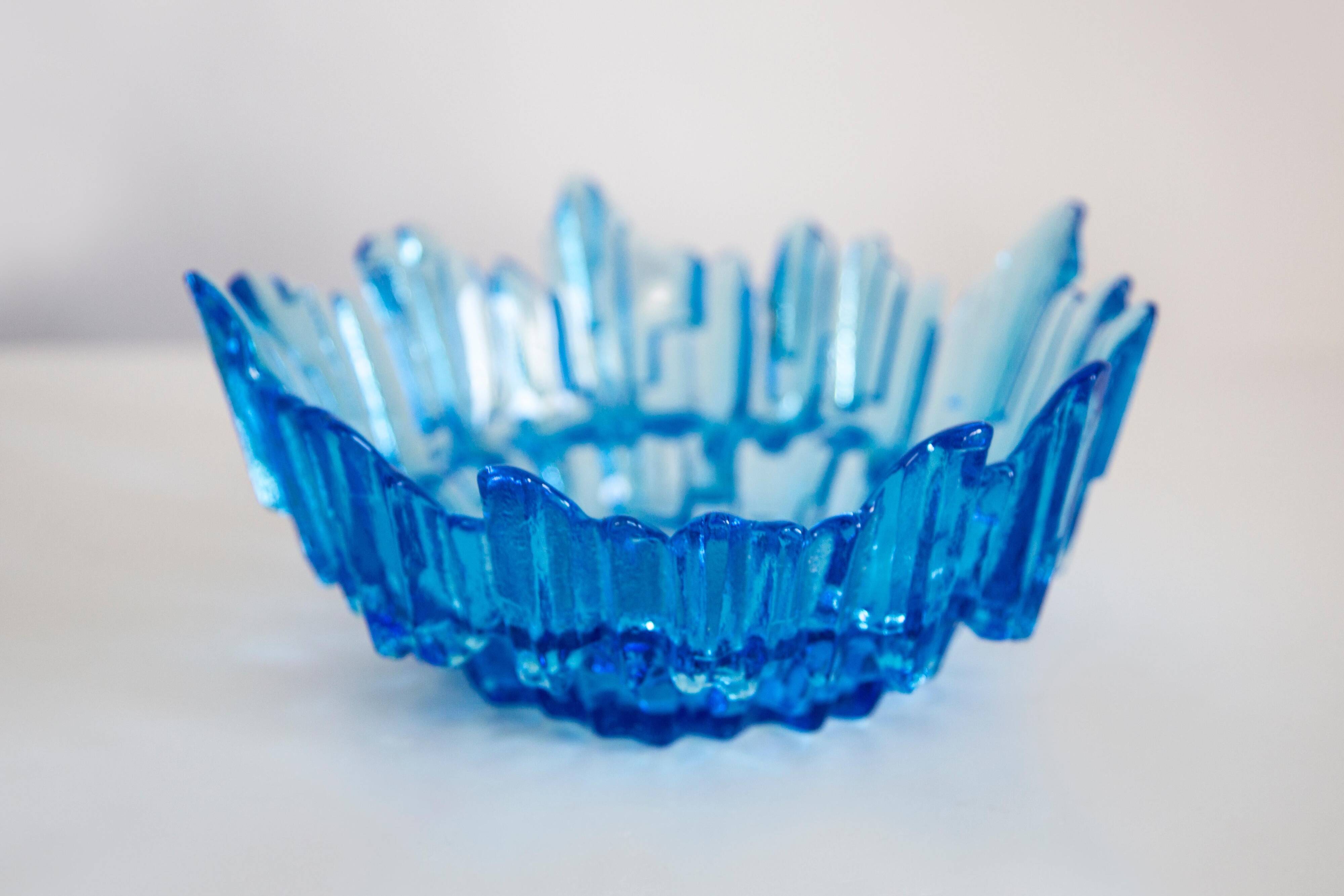 Vintage decorative plate in light blue glass, Italy, 1960s