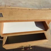 Butcher's log cabinet with two drawers and location for kitchen utensils