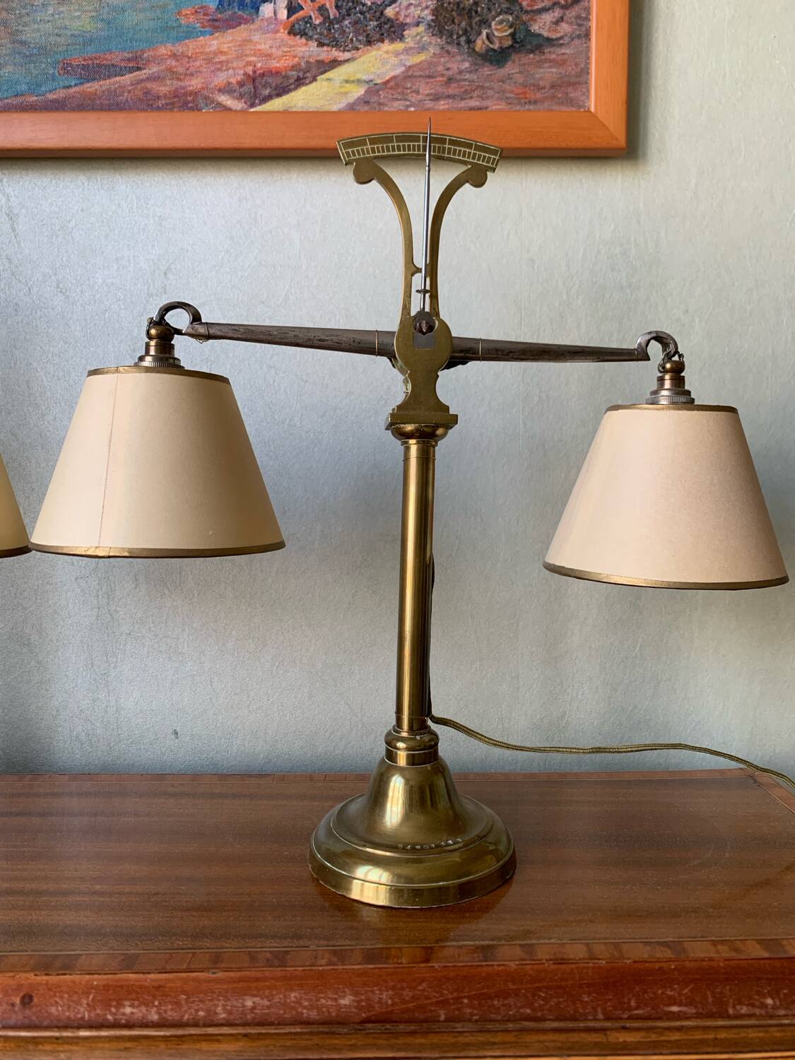 Pair of brass table lamps