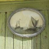 Aquarelle ancienne décoration marine