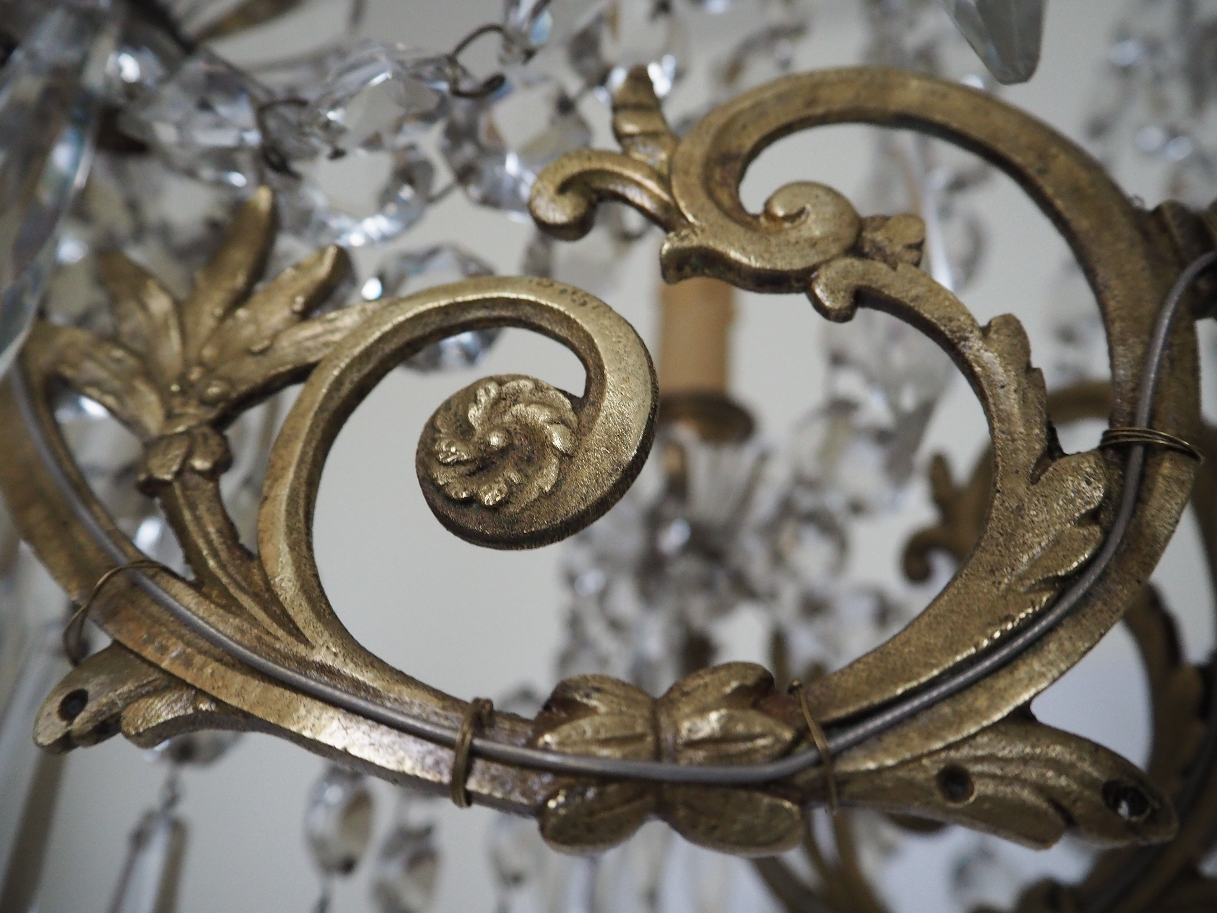 Napoleon III chandelier with crystal pendants, signed Portieux 19th century