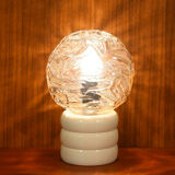 Table lamp, lacquered wood, textured molded glass 1960