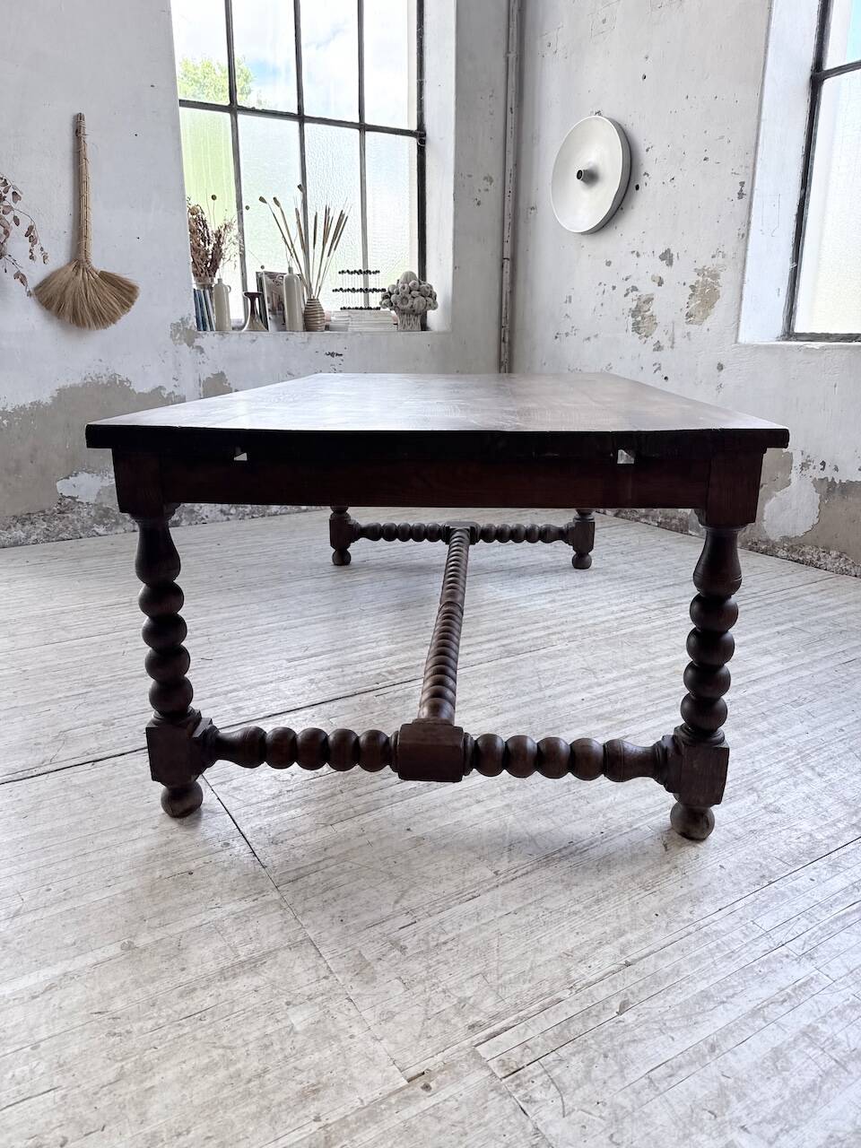 Solid oak table 1900 drapery style XL 280cm with extensions