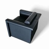 Pair / Trix and Robert Haussmann / Dark grey leather chairs by Knoll