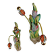 Paire de appliques italiennes en forme de tulipe et de feuille, bras en bois polychrome et métal, années 1960.