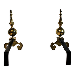 Paire de chenets en bronze, - baroque